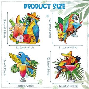 4 Pieces Margarita Parrot Magnets Tropical Drink Cruise Door Decorations Drinking Parrot Cruise Door Magnets for Carnival Cruise Refrigerator Door (Wine Glass Theme)