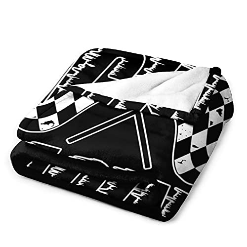 XKAWPC Racing Checkered Flags Super Soft Flannel Blanket Lightweight Comfortable Throw for Home Bed Couch Sofa 50Inx60In, Throw blanket, White-style1