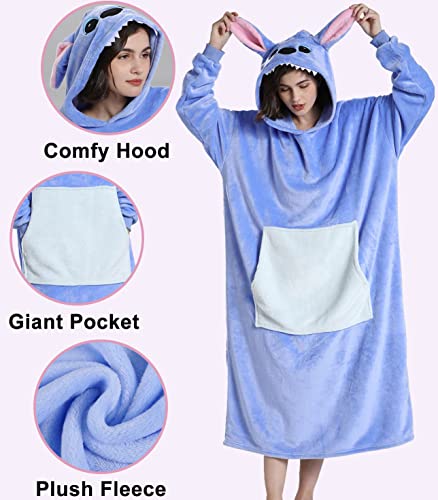 Animal Wearable Blanket Sweatshirt Unisex Oversized Animal Hoodie Blanket Thick Warm with Giant Pocket