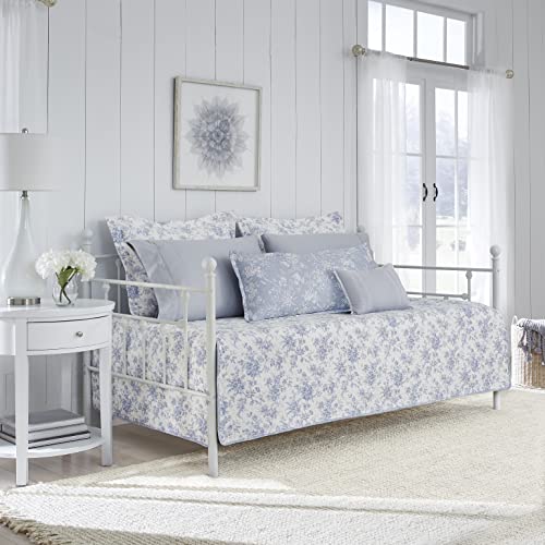 Laura Ashley Home - Daybed Set, Lightweight Bedding with Matching Shams & Pillow Cover, Home Decor for All Seasons (Walled Garden Blue, Daybed)