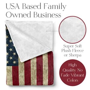 Personalized US American Flag Blanket with Stars and Stripes, Patriotic Pride USA Full Size Throw for Bed or Couch Home Decor, Red, White, and Blue America Theme, Soft and Plush (Fleece 60x80)