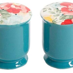 The Pioneer Woman Vintage Floral Ceramic Salt and Pepper Shaker Set,red, white, green