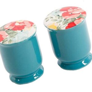 The Pioneer Woman Vintage Floral Ceramic Salt and Pepper Shaker Set,red, white, green