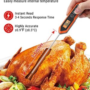 ThermoPro TP15H Waterproof Instant Read Food Thermometer for Cooking, Digital Meat Thermometer Probe with Backlight & Calibration, Cooking Thermometer for Meat Liquids Candy BBQ Oven Turkey