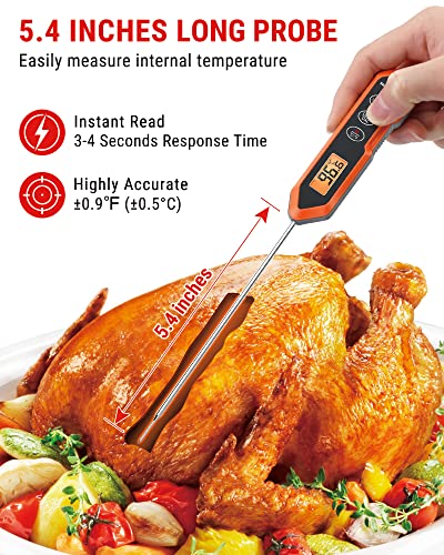 ThermoPro TP15H Waterproof Instant Read Food Thermometer for Cooking, Digital Meat Thermometer Probe with Backlight & Calibration, Cooking Thermometer for Meat Liquids Candy BBQ Oven Turkey