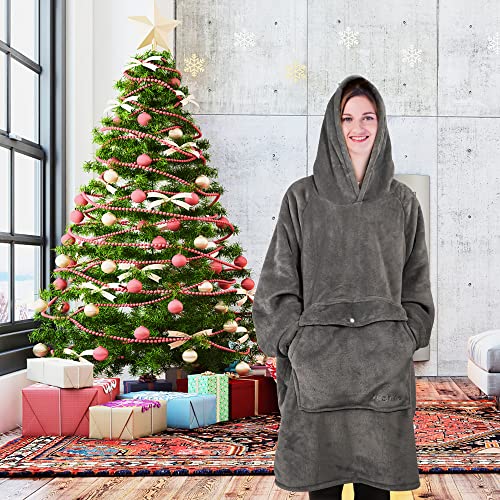 yeshine Wearable Blanket Hoodie, Oversized Microfiber & Sherpa Hooded for Women and Men, Comfortable Sweatshirt with Large Pocket One Size Fits All