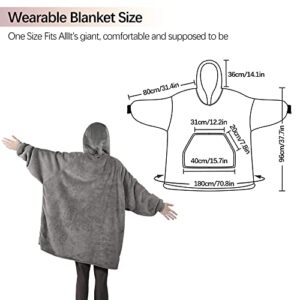 yeshine Wearable Blanket Hoodie, Oversized Microfiber & Sherpa Hooded for Women and Men, Comfortable Sweatshirt with Large Pocket One Size Fits All