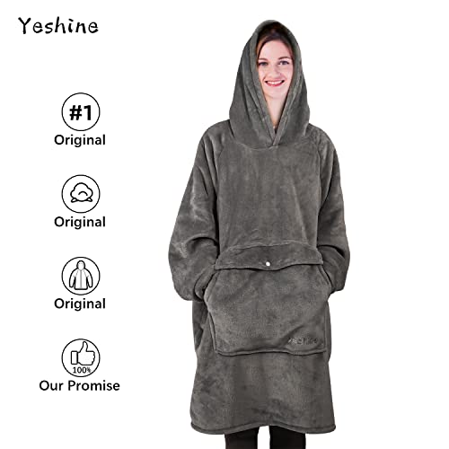 yeshine Wearable Blanket Hoodie, Oversized Microfiber & Sherpa Hooded for Women and Men, Comfortable Sweatshirt with Large Pocket One Size Fits All