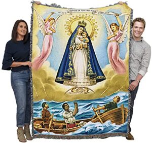 pure country weavers our lady of charity - nuestra senora de la caridad del cobre - patroness of cuba - catholic religious gift tapestry throw woven from cotton - made in the usa (72x54)