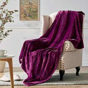 hallmark purple throw blankets for girls women, soft warm flannel fleece blankets throw for couch sofa, 70''x50''