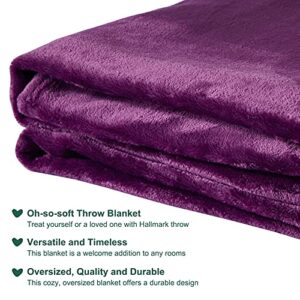 Hallmark Purple Throw Blankets for Girls Women, Soft Warm Flannel Fleece Blankets Throw for Couch Sofa, 70''x50''
