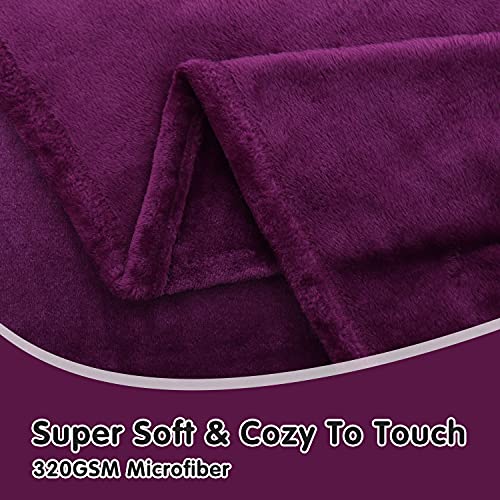 Hallmark Purple Throw Blankets for Girls Women, Soft Warm Flannel Fleece Blankets Throw for Couch Sofa, 70''x50''