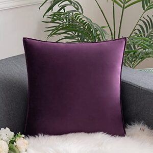 Comvii Purple Pillows - Decorative Pillows, Inserts & Covers (2 Throw Pillows + 2 Pillow Covers ) - Throw Pillows for Couch - Velvet Throw Pillows for Bed -flanged Pillow Covers 18x18 – Purple