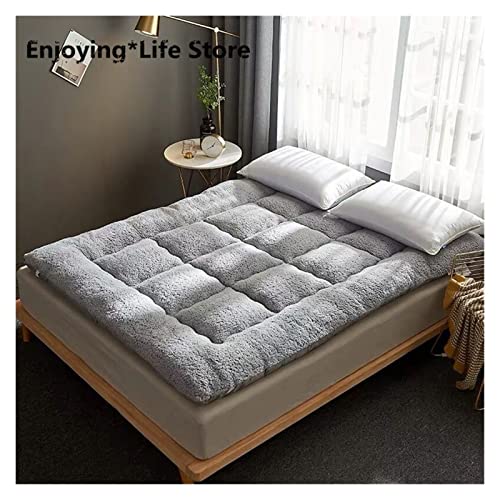 wsqlh Soft Tatami Mattress Lamb Cashmere Fold Adults Bedding Mattress Topper Tatami Thick Warm Mat with Straps Twin Queen King Size Bedding Mattress (Color : Orange, Size : 180x200cm)