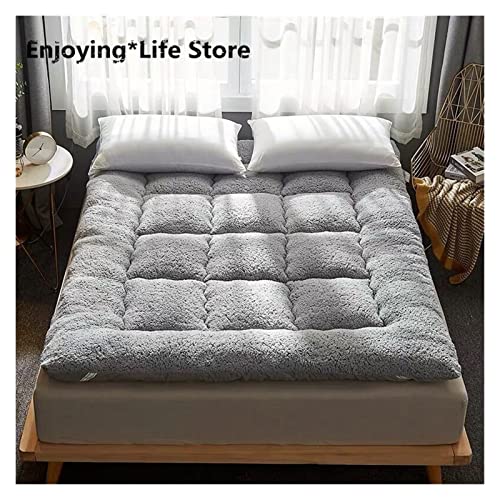 wsqlh Soft Tatami Mattress Lamb Cashmere Fold Adults Bedding Mattress Topper Tatami Thick Warm Mat with Straps Twin Queen King Size Bedding Mattress (Color : Orange, Size : 180x200cm)