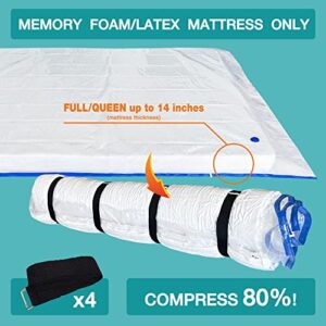 Queen Memory Foam/Latex Mattress Vacuum Bag for Storage/Moving/Shipping, Double Zipper for Queen Size Mattress up to 14 inch Thick