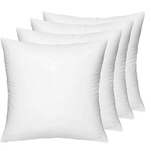 hippih 18x18 pillow insert set of 4, decorative euro square throw pillow inserts for couch, sofa, bed