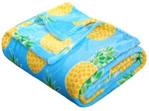 summertime whimsy plush fleece throw blanket (50" x 60") - pineapple