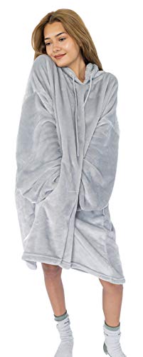 emmandsophie Blanket Sweatshirt - Cozy Blanket Hoodie - Oversized Wearable Blanket - 2 Front Pockets - Machine Washable - Adults, Women, Men,Teens (Grey)