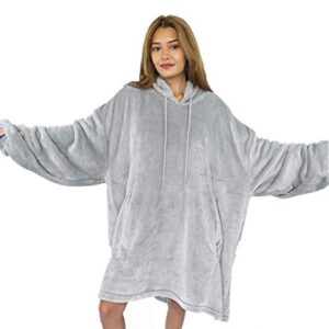 emmandsophie Blanket Sweatshirt - Cozy Blanket Hoodie - Oversized Wearable Blanket - 2 Front Pockets - Machine Washable - Adults, Women, Men,Teens (Grey)