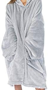 emmandsophie Blanket Sweatshirt - Cozy Blanket Hoodie - Oversized Wearable Blanket - 2 Front Pockets - Machine Washable - Adults, Women, Men,Teens (Grey)