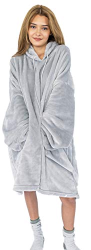 emmandsophie Blanket Sweatshirt - Cozy Blanket Hoodie - Oversized Wearable Blanket - 2 Front Pockets - Machine Washable - Adults, Women, Men,Teens (Grey)