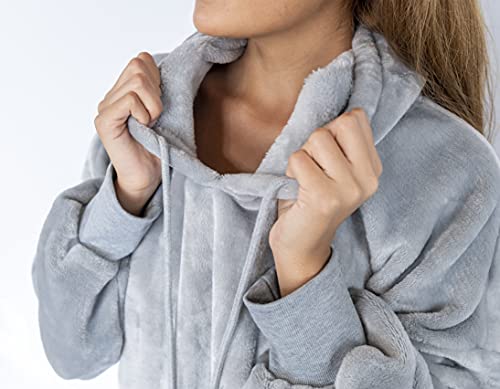 emmandsophie Blanket Sweatshirt - Cozy Blanket Hoodie - Oversized Wearable Blanket - 2 Front Pockets - Machine Washable - Adults, Women, Men,Teens (Grey)