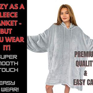 emmandsophie Blanket Sweatshirt - Cozy Blanket Hoodie - Oversized Wearable Blanket - 2 Front Pockets - Machine Washable - Adults, Women, Men,Teens (Grey)