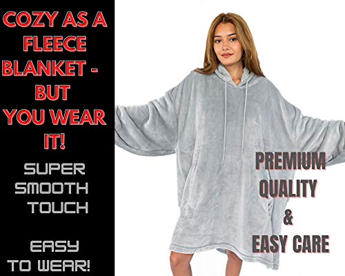 emmandsophie Blanket Sweatshirt - Cozy Blanket Hoodie - Oversized Wearable Blanket - 2 Front Pockets - Machine Washable - Adults, Women, Men,Teens (Grey)