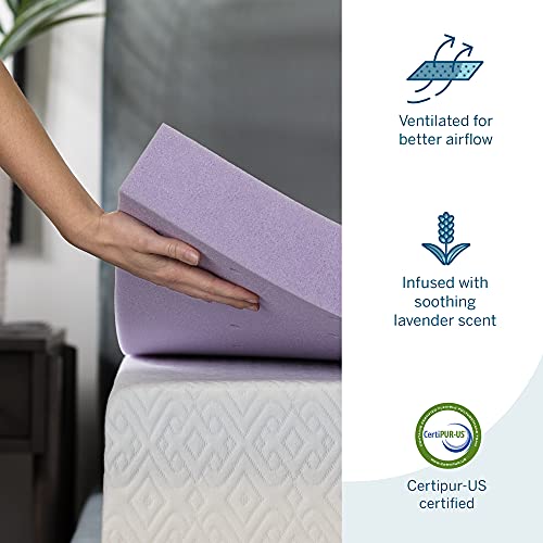 LUCID 3 Inch Lavender Infused Memory Foam Mattress Topper - Ventilated Design - Full Size & Premium Hypoallergenic 100% Waterproof Mattress Protector - Universal Fit, Cotton Terry Top, Full