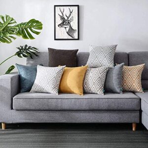 HPUK Decorative Throw Pillow Covers Set of 4 Geometric Design Linen Cushion Cover for Couch Sofa Living Room, 18"x18" inches, Ochre