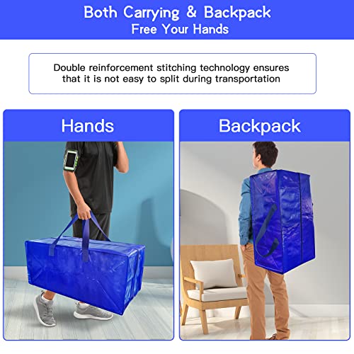 Extra Large Moving Bags,Moving Bag Heavy Duty with Reinforced Handles & Zippers, Storage Totes for Space Saving,Alternative to Moving Box,Made of Recycled Material,Reusable(2 Pack)