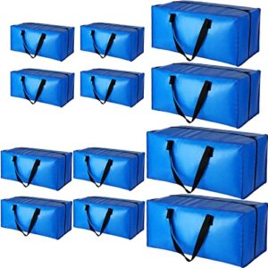 nuogo 12 pieces heavy duty moving bags extra large storage bags with strong handles zippers blue moving storage bags totes for space saving moving camping college dorm christmas decorations storage