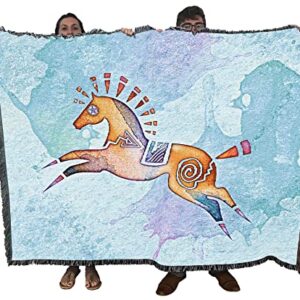 Pure Country Weavers Painted Pony Blanket by Laurie Prindle - Animal Spirit Totems Gift Tapestry Throw Woven from Cotton - Made in The USA (72x54)