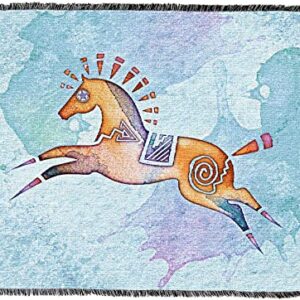 Pure Country Weavers Painted Pony Blanket by Laurie Prindle - Animal Spirit Totems Gift Tapestry Throw Woven from Cotton - Made in The USA (72x54)