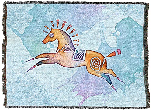 Pure Country Weavers Painted Pony Blanket by Laurie Prindle - Animal Spirit Totems Gift Tapestry Throw Woven from Cotton - Made in The USA (72x54)