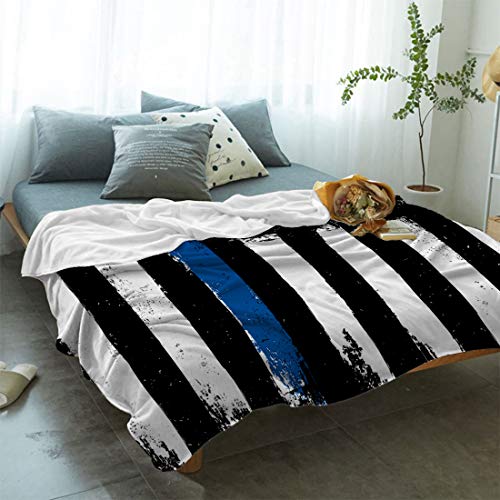 Cozy Warm Lightweight Throw Blankets, Soft Reversible Flannel Fleece Bed Throw Retro Glory Thin Blue Line American Flag Luxury Fuzzy Blankets for Adults/Girls/Kids/Boys/Dogs/Couch, 40"W x 50"L