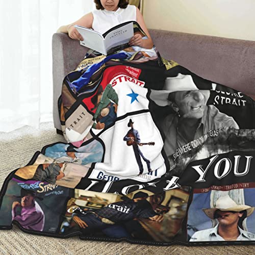 PaulSLazarus George or Strait Warm Flannel Blanket Fleece Blanket Plush Throw Home Decoration Blanket 60"x50" Black