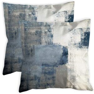 COLORPAPA 2 Pack Grey Blue Throw Pillow Covers 18 x 18 inch Modern Abstract Artwork White Navy Blue Decorative Throw Pillows Home Decor Cushion Cases for Couch Bed Living Room