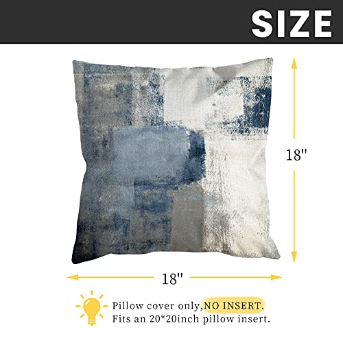 COLORPAPA 2 Pack Grey Blue Throw Pillow Covers 18 x 18 inch Modern Abstract Artwork White Navy Blue Decorative Throw Pillows Home Decor Cushion Cases for Couch Bed Living Room