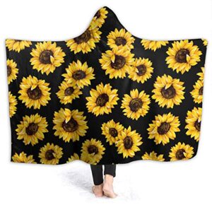 yellow sunflower hoodie blanket wearable throw blankets for couch blanket hooded for baby kids men women