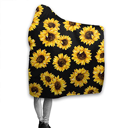 Yellow Sunflower Hoodie Blanket Wearable Throw Blankets for Couch Blanket Hooded for Baby Kids Men Women