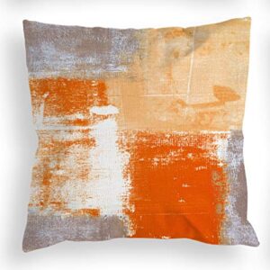 COLORPAPA Orange Grey Throw Pillow Covers 18x18 Set of 4 Decorative Cushion Cover Beige Abstract Art Painting Pillowcase for Sofa Bedroom Living Room Décor