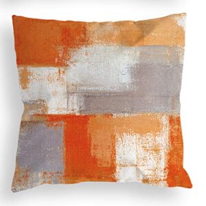 COLORPAPA Orange Grey Throw Pillow Covers 18x18 Set of 4 Decorative Cushion Cover Beige Abstract Art Painting Pillowcase for Sofa Bedroom Living Room Décor