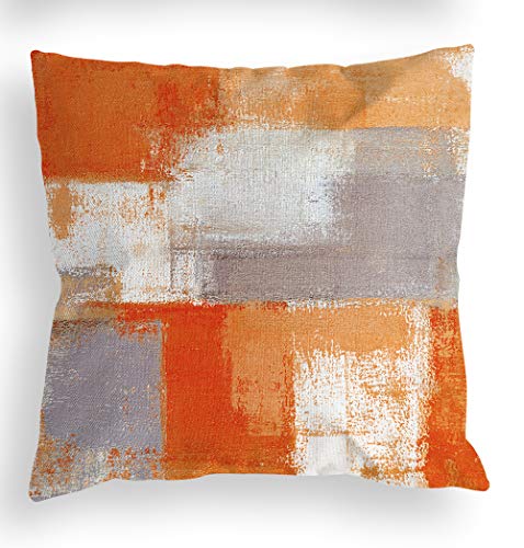 COLORPAPA Orange Grey Throw Pillow Covers 18x18 Set of 4 Decorative Cushion Cover Beige Abstract Art Painting Pillowcase for Sofa Bedroom Living Room Décor