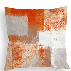 COLORPAPA Orange Grey Throw Pillow Covers 18x18 Set of 4 Decorative Cushion Cover Beige Abstract Art Painting Pillowcase for Sofa Bedroom Living Room Décor