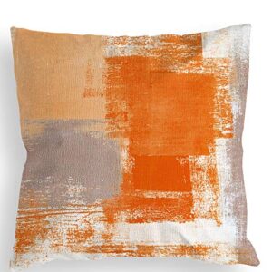 COLORPAPA Orange Grey Throw Pillow Covers 18x18 Set of 4 Decorative Cushion Cover Beige Abstract Art Painting Pillowcase for Sofa Bedroom Living Room Décor