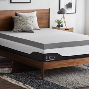 Lucid 4 Inch Bamboo Charcoal Memory Foam Mattress Topper - Full & Premium Hypoallergenic 100% Waterproof Mattress Protector - Universal Fit, Cotton Terry Top, Full