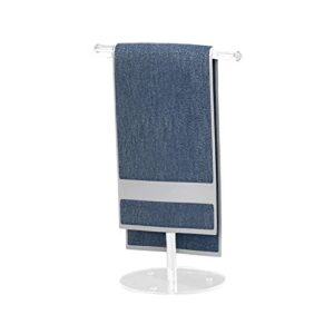 misnode towel rack t-shape hand towel holder stand, acrylic clear towel bar rack stand headband holder, bathroom towel rack kitchen towel rack hand towel bar for vanity countertop organizer