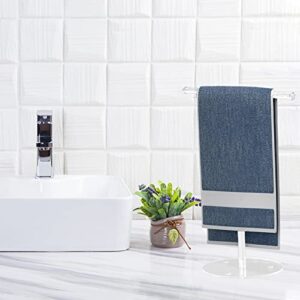 MISNODE Towel Rack T-Shape Hand Towel Holder Stand, Acrylic Clear Towel Bar Rack Stand Headband Holder, Bathroom Towel Rack Kitchen Towel Rack Hand Towel Bar for Vanity Countertop Organizer